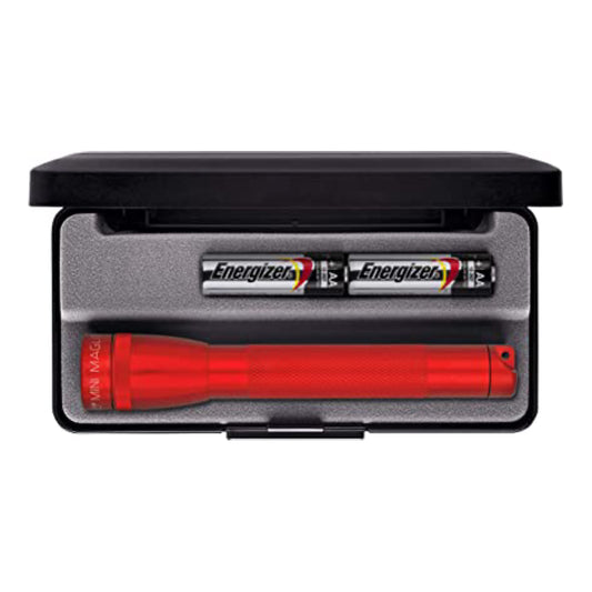 Maglite Mini Incandescent 2-Cell AA Flashlight in Presentation Box - Red