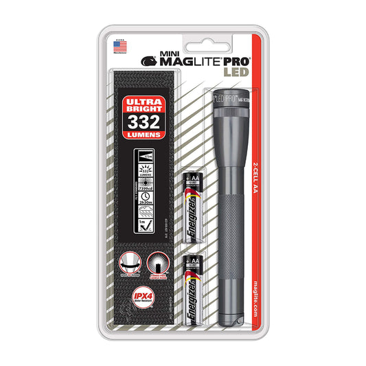 MagLite - SP2P09H Maglite Mini PRO LED 2-Cell AA Flashlight with Holster Gray