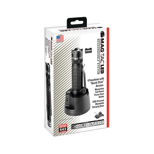 MagLite TRM1RA4 Mag-Tac LED Rechargeable Flashlight System- Crowned-Bezel, Black