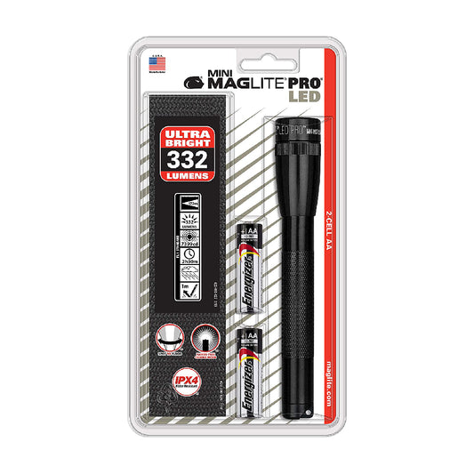 Maglite Mini PRO LED 2-Cell AA Flashlight with Holster Black - SP2P01H