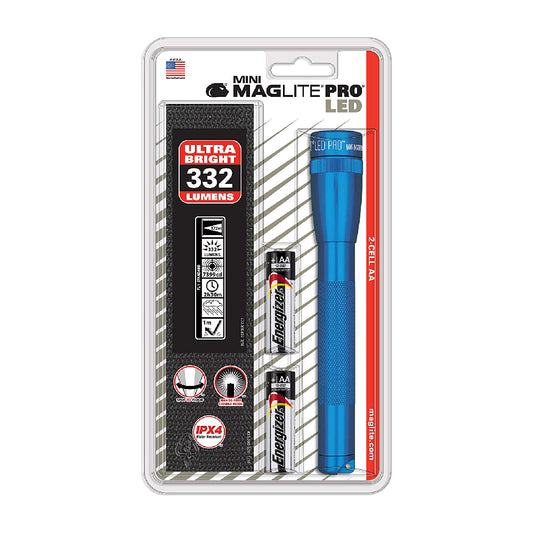 MagLite SP2P11H LED 2 Cell AA PRO Flashlight with Batteries and Holster Sleeve, Blue